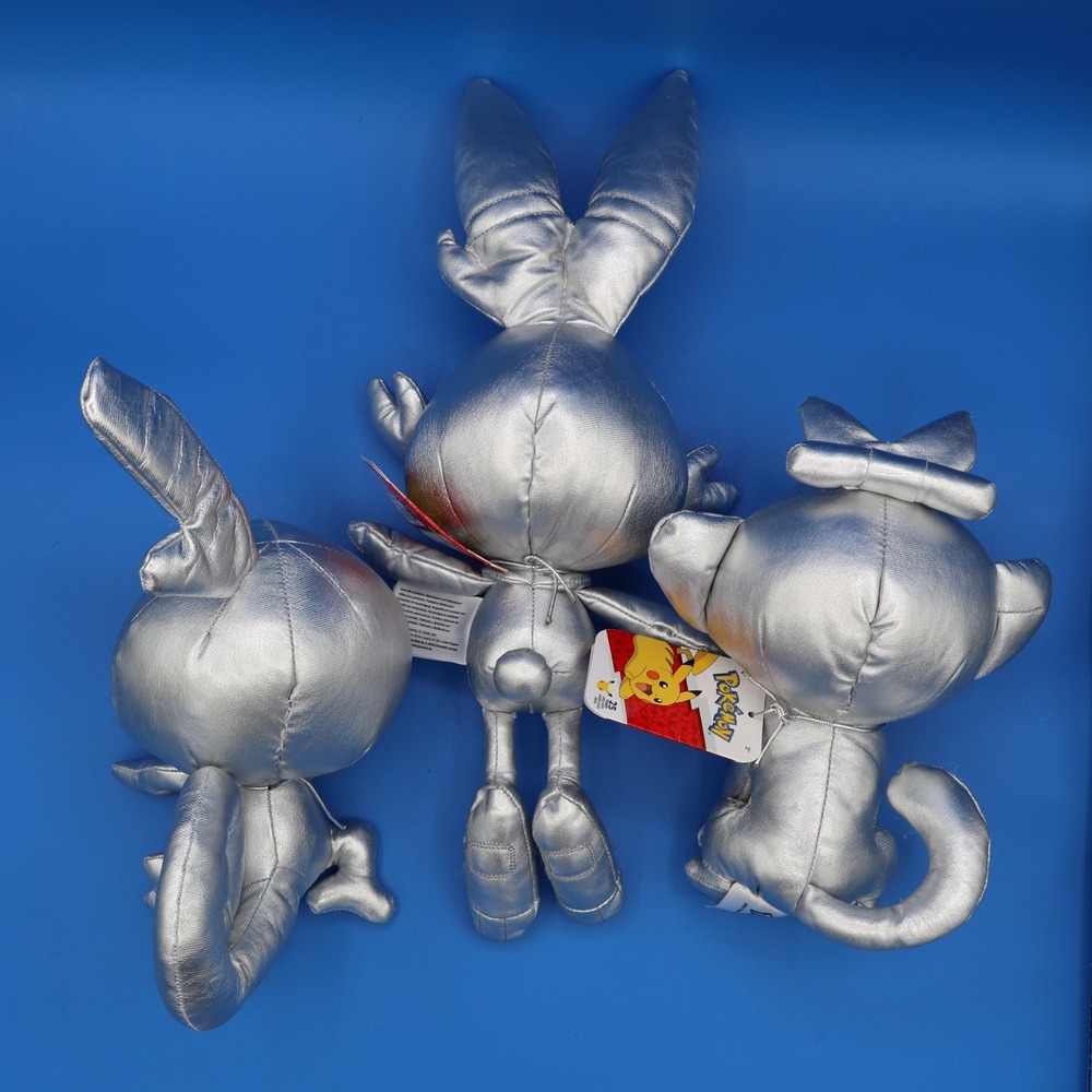 Pokemon Scorbunny Sobble Grookey Silver Metallic Plush Set 2021 NWT - Picture 4 of 7